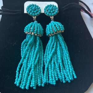BOHO Turquoise Beaded Tassel Earrings
